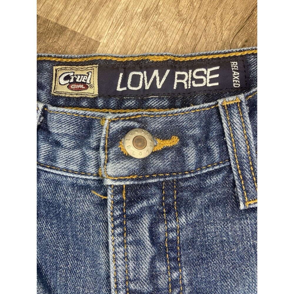Cruel Girl Jeans Women 7L 29x34 Low Rise Relaxed Bootcut Dark Blue Denim Vtg Y2K - Picture 3 of 9